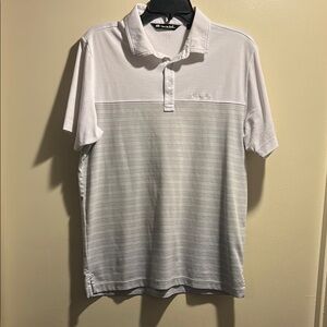 Travis Mathew White and Gray Polo Shirt with Minimalist Design